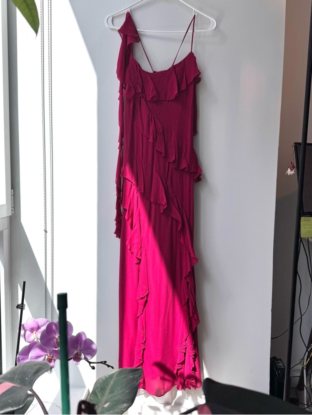 & Other Stories Ruffled Maxi Dress - Fuchsia